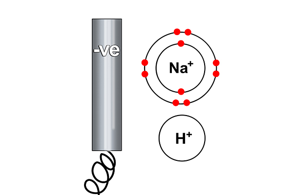Rule one says hydrogen can only form on the cathode, sodium cant so all of its electrons are stripped and given to the hydrogen 